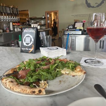 Volturno - Fichi pizza and a glass of rose - Pizza Near Me - Worcester, Massachusetts