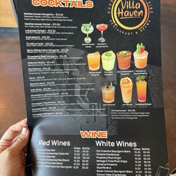 Villa Haven - Cocktail menu - Mediterranean Near Me - Tustin, California