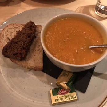 Town Square - Soup of the day (carrot) served with bread & butter. - Food Near Me - Belfast, BFS