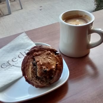 Credo Coffee - Delicious americano and blueberry muffin on a beautiful Saturday afternoon. - Coffee & Tea Near Me - Edmonton, Alberta