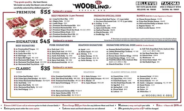 Menu photo 3 Woobling Korean BBQ Tacoma, WA Menu photo 3 Woobling Korean BBQ Tacoma, WA
