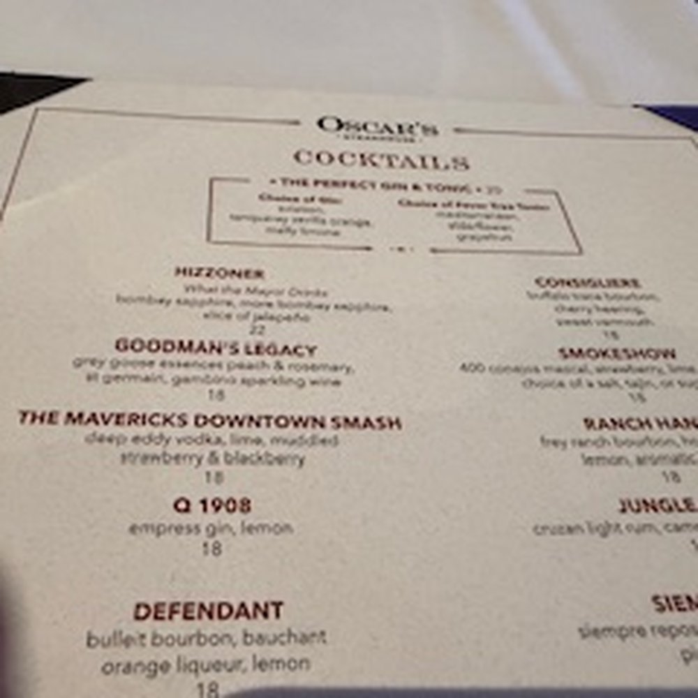 Oscar's Steakhouse - Drink menu - Steakhouses Near Me - Las Vegas, Nevada