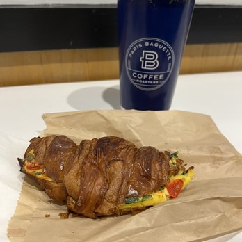 Paris Baguette - Piping hot delicious Frittata Croissant Sandwich & 20oz soy Peppermint Mocha Latte - Bakeries Near Me - McLean, Virginia Paris Baguette - Piping hot delicious Frittata Croissant Sandwich & 20oz soy Peppermint Mocha Latte - Bakeries Near Me - McLean, Virginia