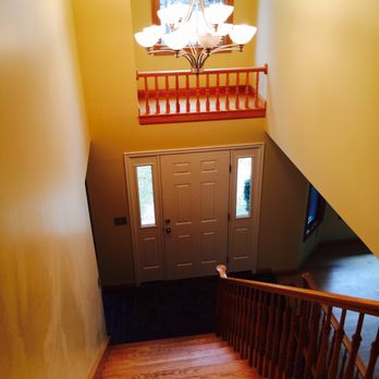 Painter 1 - Stairwell - before. - Painters Near Me - Denver, North Carolina Painter 1 - Stairwell - before. - Painters Near Me - Denver, North Carolina