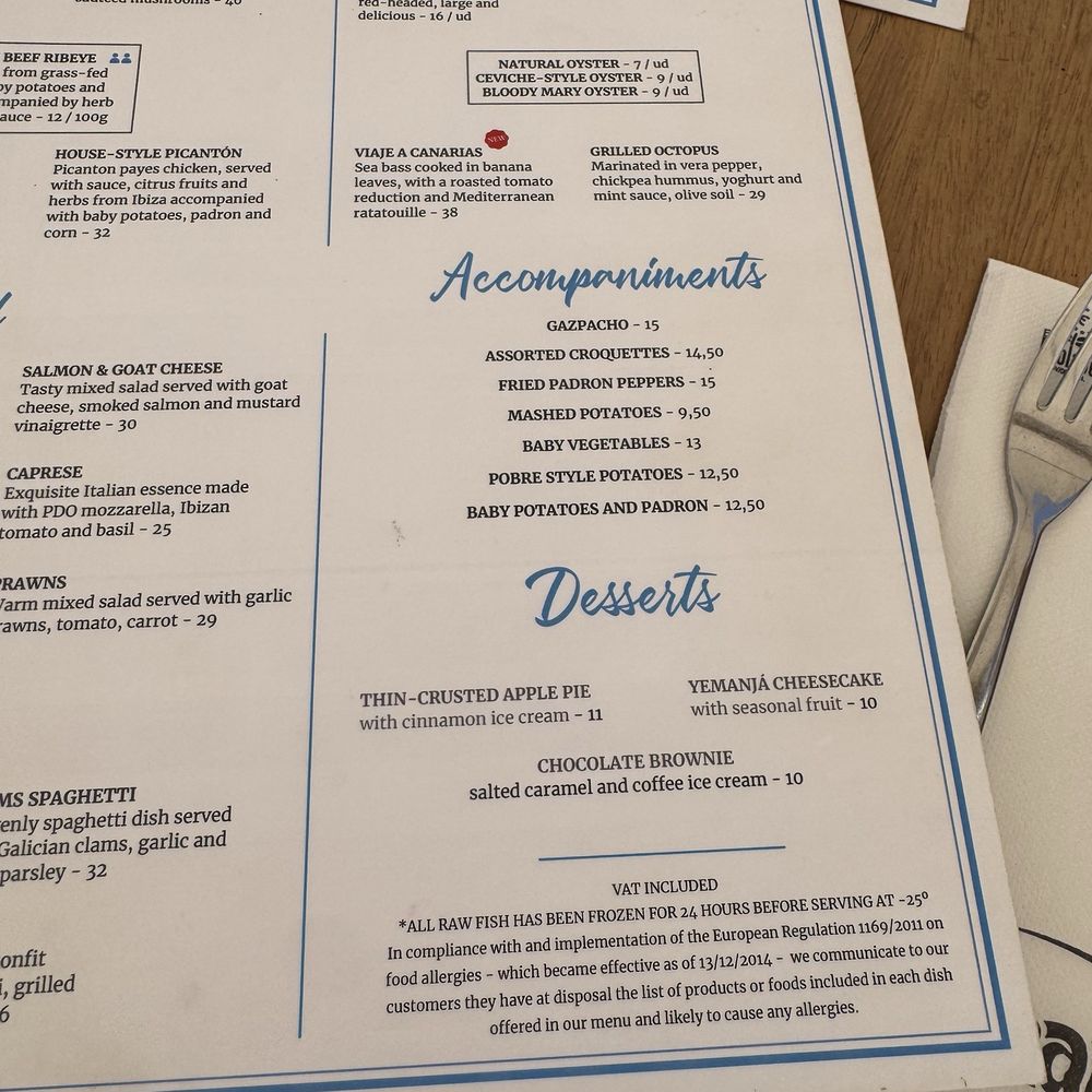 Yemanja - Menu September 2025 - Spanish Near Me - Ibiza, PM Yemanja - Menu September 2025 - Spanish Near Me - Ibiza, PM
