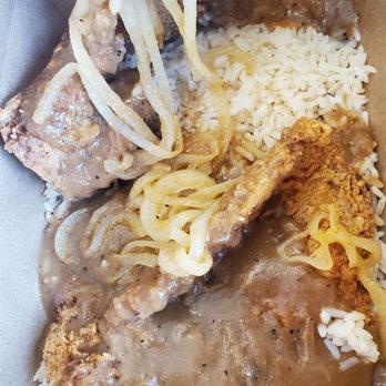 Beola's Chicken & Waffles - Smothered pork chops and rice and gravy - Barbeque Near Me - Upland, California