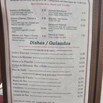 Indio Restaurant - Menu 8/2025 - Mexican Near Me - Cicero, Illinois