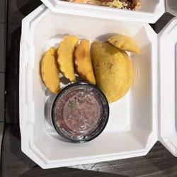 Arenosa Comombian Food - Colombian beef empanadas (with mashed potatoes) and chicken empanadas