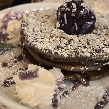 Popping Yolk Cafe - Ube Pancake Stack - Breakfast & Brunch Near Me - Alhambra, California