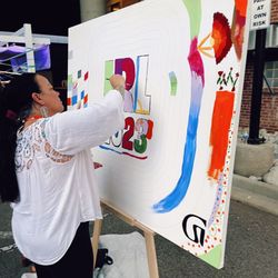 Custom canvas we created for Collaborative Painting at Guild Education's yearly IRL event.