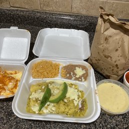 Green Enchiladas with Rice & Beans, Chips And Salsa, Potato Soup, and $1 Burrito Lunch Special Green Enchiladas with Rice & Beans, Chips And Salsa, Potato Soup, and $1 Burrito Lunch Special