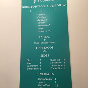 Listo! Fresh Mexican Grill - Menu on wall - Mexican Near Me - Minneapolis, Minnesota