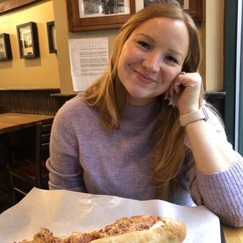 Dino's Cafe - My lovely wife and Grilled Chicken Parmesan sandwich - Italian Near Me - Boston, Massachusetts