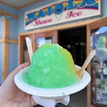 Waiola Shave Ice - Large size #2 shave ice and ice cream - melona and lilikoi - Ice Cream & Frozen Yogurt Near Me - Honolulu, Hawaii Waiola Shave Ice - Large size #2 shave ice and ice cream - melona and lilikoi - Ice Cream & Frozen Yogurt Near Me - Honolulu, Hawaii