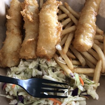 Fish Daddy Grill - Fish n chips (flaky, crispy, hot, delicious!). Slaw was excellent too. - Seafood Near Me - Fullerton, California Fish Daddy Grill - Fish n chips (flaky, crispy, hot, delicious!). Slaw was excellent too. - Seafood Near Me - Fullerton, California