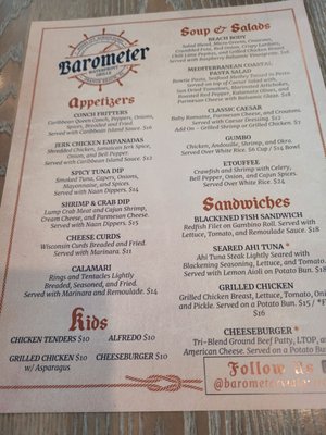 Menu photo 6 Barometer Waterfront Grill Orange Beach, AL