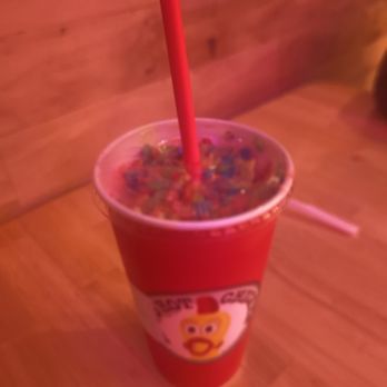 Dave's Hot Chicken - A regular sized strawberry milkshake top loaded with fruity pebbles - Chicken Shop Near Me - Cathedral City, California