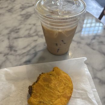 Bleu Coffee - Iced Chai Latte and Jamaican Beef Patty - Coffee & Tea Near Me - Jersey City, New Jersey Bleu Coffee - Iced Chai Latte and Jamaican Beef Patty - Coffee & Tea Near Me - Jersey City, New Jersey