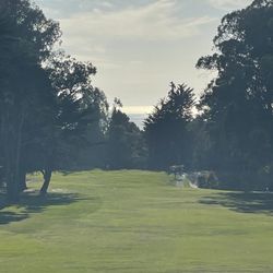 Seascape Golf Club - From the clubhouse looking at the fairway, with the 9th hole tee box in the distance.