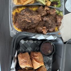 Starter meat eggrolls and main