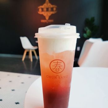 Chun Yang Tea - Raspberry Oolomg tea with cheese foam. Delicious! - Bubble Tea Near Me - Sunnyvale, California Chun Yang Tea - Raspberry Oolomg tea with cheese foam. Delicious! - Bubble Tea Near Me - Sunnyvale, California