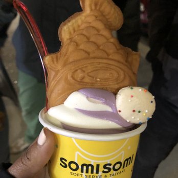 Somisomi - Ah-boong upside down with milk and ube soft serve - Desserts Near Me - Cupertino, California Somisomi - Ah-boong upside down with milk and ube soft serve - Desserts Near Me - Cupertino, California