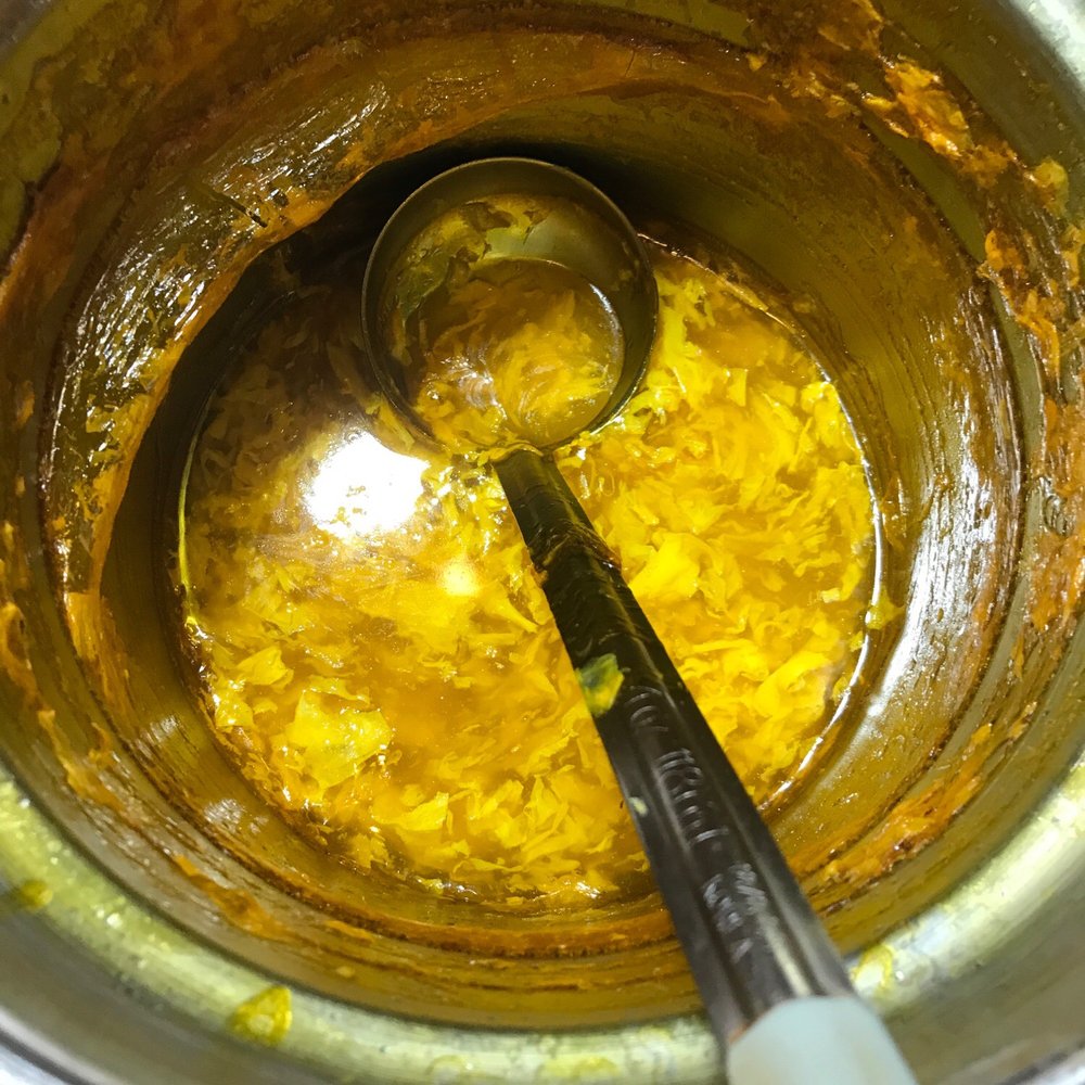 Dried up soup.