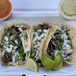 Taqueria La Canada - 3 tacos de Cabeza. Fresh, hot, and tasty.