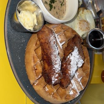 Early Bird - West Des Moines - Chicken and Waffle with Over Easy Eggs and Gravy - Breakfast & Brunch Near Me - West Des Moines, Iowa Early Bird - West Des Moines - Chicken and Waffle with Over Easy Eggs and Gravy - Breakfast & Brunch Near Me - West Des Moines, Iowa