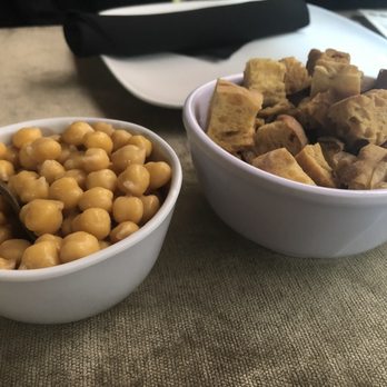 Khinkali House - Starters - chickpeas (left) and crouton (right) - Armenian Near Me - Glendale, California Khinkali House - Starters - chickpeas (left) and crouton (right) - Armenian Near Me - Glendale, California