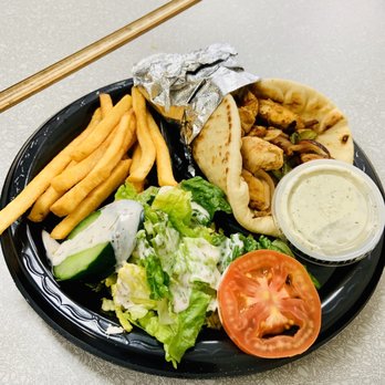 Victor's Kafe - The Pepper Plate: chicken, fries and side salad - Greek Near Me - Poway, California