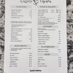 Willee's Tavern - Willees lent menu 2025!