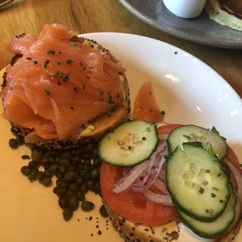 Harvest - Salmon bagel with cream cheese. - New American Near Me - Laguna Beach, California Harvest - Salmon bagel with cream cheese. - New American Near Me - Laguna Beach, California