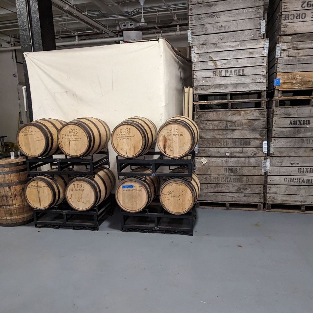 Rhine Hall Distillery - Barrels and where the fruit is stored/ sorted. - Cocktail Bars Near Me - Chicago, Illinois