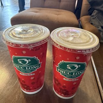 Phuc Long - 2 Phuc Long milk tea (half sugar, add brown boba) - Coffee & Tea Near Me - San Jose, California