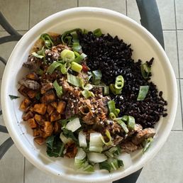 Spicy Korean Steak Bowl GF w/ Sweet Potato Hash & Forbidden Rice Spicy Korean Steak Bowl GF w/ Sweet Potato Hash & Forbidden Rice