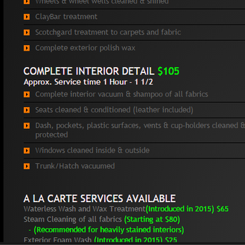Rich Decisions Professional Detailing - Aaron said the interior package did not include exterior window cleaning. Here is a screenshot of his website before he changed it. - Auto Detailing Near Me - Willis, Michigan Rich Decisions Professional Detailing - Aaron said the interior package did not include exterior window cleaning. Here is a screenshot of his website before he changed it. - Auto Detailing Near Me - Willis, Michigan