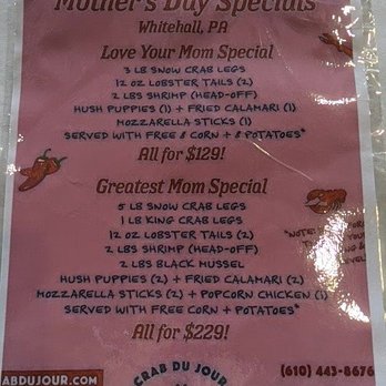 Crab Du Jour - Whitehall - Mother's day special 2021 - Seafood Near Me - Whitehall, Pennsylvania