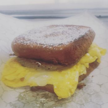A Different Vibe - French toast sandwich with beef sausage egg and cheese - Food Trucks Near Me - Philadelphia, Pennsylvania A Different Vibe - French toast sandwich with beef sausage egg and cheese - Food Trucks Near Me - Philadelphia, Pennsylvania