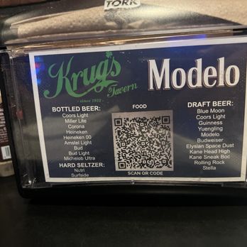Krug's Tavern - Menu QR code - Dive Bars Near Me - Newark, New Jersey Krug's Tavern - Menu QR code - Dive Bars Near Me - Newark, New Jersey