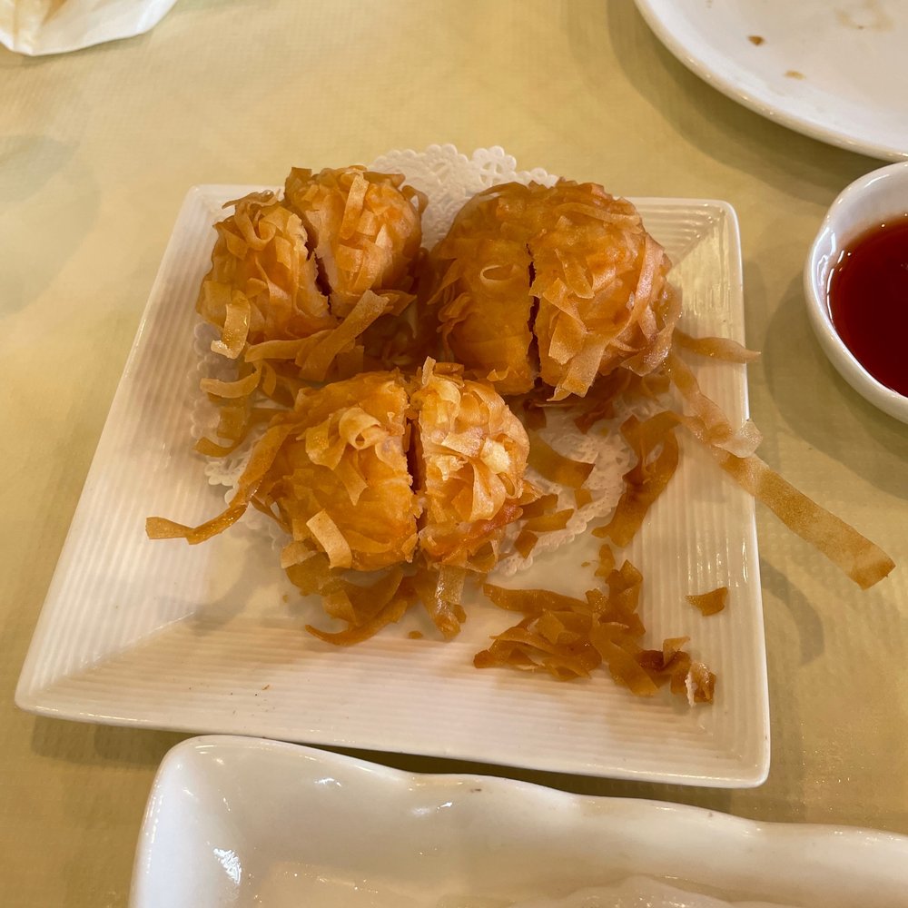 King Wah - Deep Fried Shrimp Balls (Cut in Half) with Sweet Red Sauce - Dim Sum Near Me - Pleasanton, California