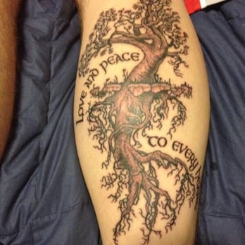 Precision Body Arts - Tree of life with "Love and peace to every heart" by Nick - Piercing Near Me - Nashua, New Hampshire Precision Body Arts - Tree of life with "Love and peace to every heart" by Nick - Piercing Near Me - Nashua, New Hampshire