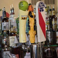 A nice variety of beers at the bar.