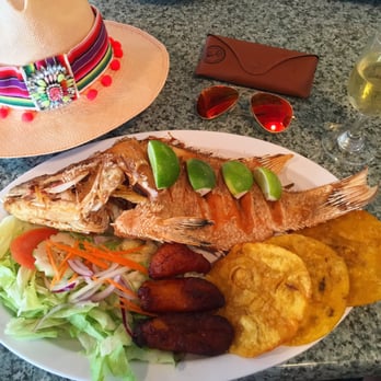Boater's Grill - Whole fried snapper with salad, maduros and tostones - Seafood Near Me - Key Biscayne, Florida