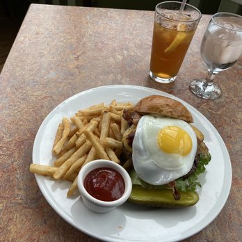 Lara’s Fine Dining - Cheddar bacon burger with a fried egg at my request - Italian Near Me - Richmond, California Lara’s Fine Dining - Cheddar bacon burger with a fried egg at my request - Italian Near Me - Richmond, California