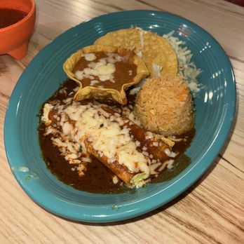 Frida's Grill & Cantina - Pick 2 Cheese enchiladas, shredded chicken taco, rice and beans! - Mexican Near Me - Stockbridge, Georgia Frida's Grill & Cantina - Pick 2 Cheese enchiladas, shredded chicken taco, rice and beans! - Mexican Near Me - Stockbridge, Georgia