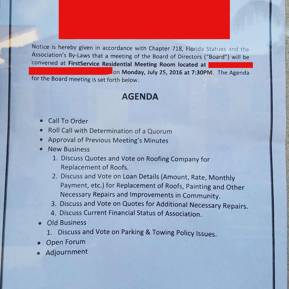 FirstService Residential Miami - The 2 day notice for community meetings. - Property Management Near Me - Miami, Florida