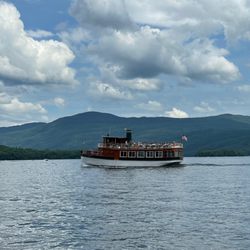 Candlelight Cottages - The Sagamore REsort's boat - The Morgan - passing CANDLELIGHT COTTAGES.