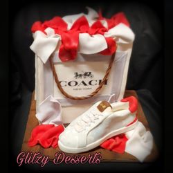Glitzy Desserts - Coach shopping bag and sneaker, all is edible