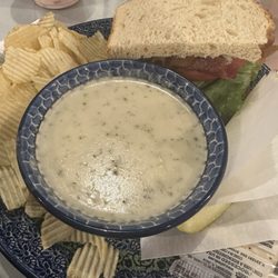 The Bubble Mug Cafe at Pottery Cellar - Soup and sandwich lunch combo with cream of broccoli soup and half a BLT